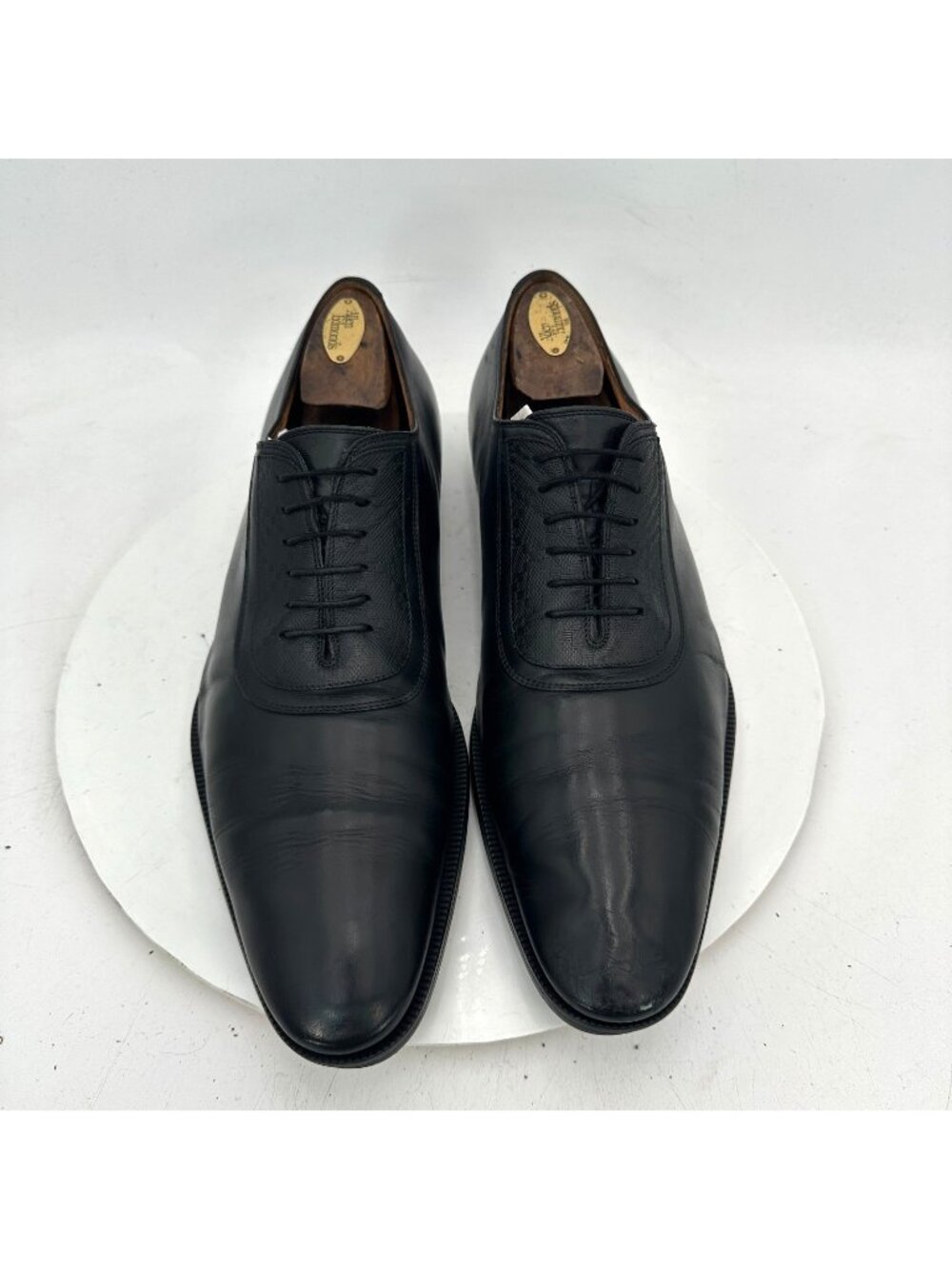 Gucci Men Size UK 11 US 11.5 Black Leather Pointed Plain Toe oxford Dress Shoes